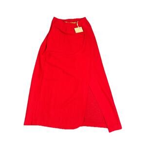 Vintage 80s Red Wool Pencil Skirt by CmcE | High Waist Slit Midi | Sample Size 8